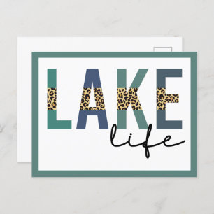Lake Life Cheetah Print Typography Postcard