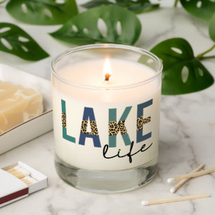 Lake Life Cheetah Print Typography Scented Candle