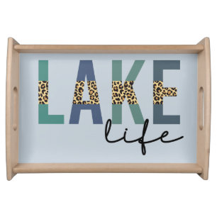 Lake Life Cheetah Print Typography Serving Tray