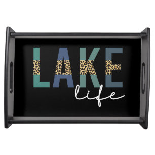 Lake Life Cheetah Print Typography Serving Tray