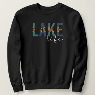 Lake Life Cheetah Print Typography Sweatshirt