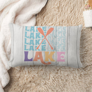 Lake Life Colorful And Fun Font Lumbar Pillow