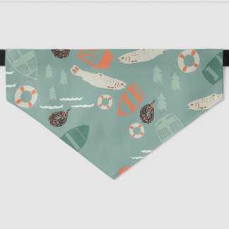 Lake Life design  Pet Bandana Green Pet Bandana Collar