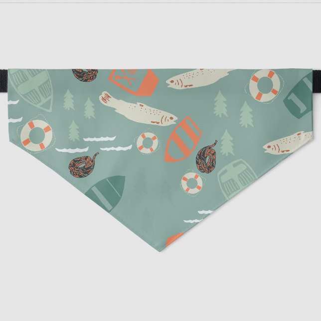 Lake Life design  Pet Bandana Green Pet Bandana Collar (Front)