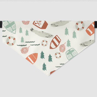 Lake Life design Pet Bandana Off White, Rust Collar