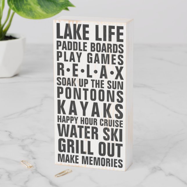 Lake Life Distressed Wooden Sign (In Situ Vertical)