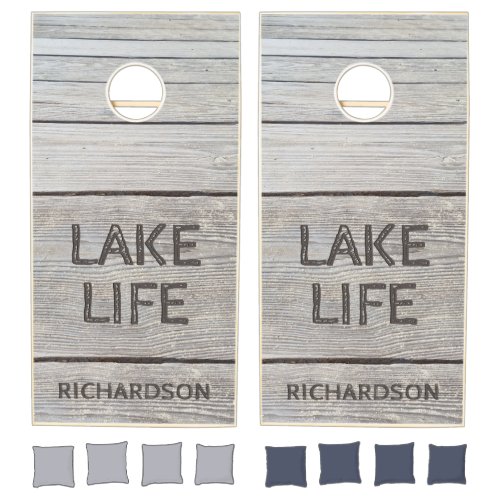 LAKE LIFE Family Lake House Personalized Cornhole Set