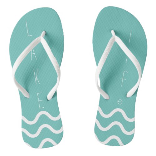 Lake Life Fish Teal Beach Flip Flops