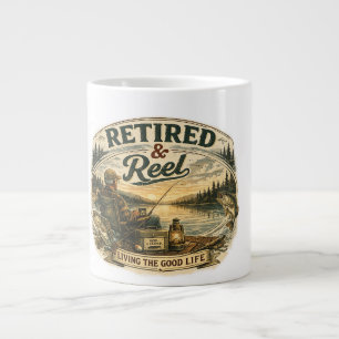 Lake Life Gift for Retired Fisherman Giant Coffee Mug