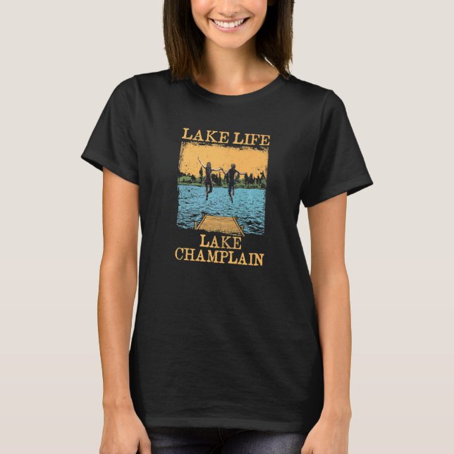 Lake Life Lake Champlain Swimming New York Swimmer T-Shirt (Front)