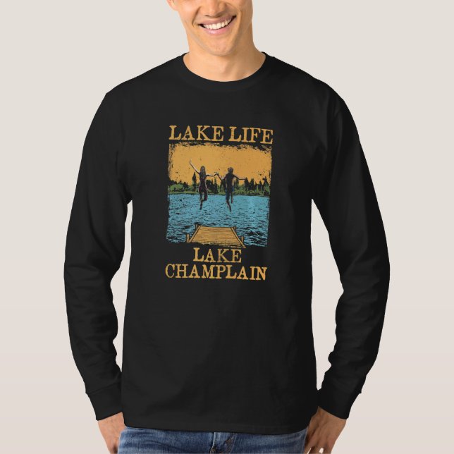 Lake Life Lake Champlain Swimming New York Swimmer T-Shirt (Front)