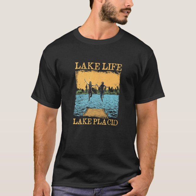 Lake Life Lake Placid Swimming New York Swimmer Ca T-Shirt (Front)