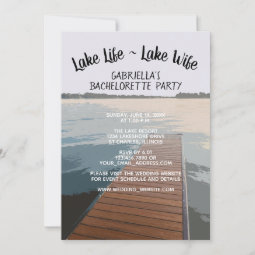 Lake Life - Lake Wife Boat Dock Bachelorette Party Invitation | Zazzle