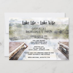 Lake Life - Lake Wife Boat Dock Bachelorette Party Invitation | Zazzle