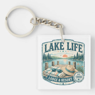 Lake Life Lodge & Resort Vintage Lakeside Retreat Keychain