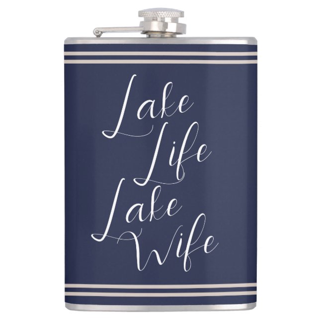 Lake Life Nautical Bachelorette Party Wife Flask (Front)