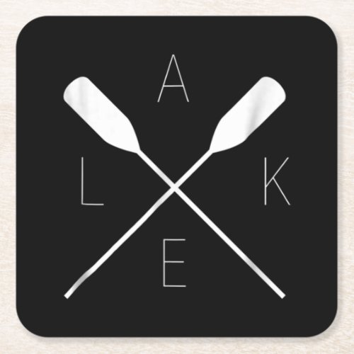 Lake Life Paddle Square Paper Coaster