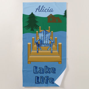 Lake Life Personalized Beach Towel