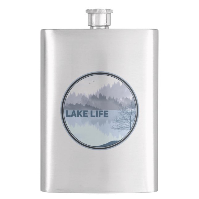 Lake Life Reflection Flask (Front)