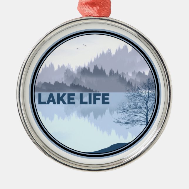 Lake Life Reflection Metal Ornament (Front)
