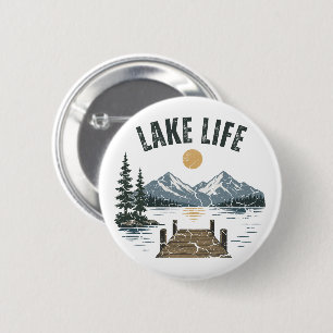 Lake Life Retro Grunge Family Vacation Match Button