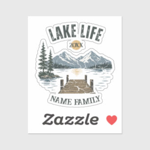 Lake Life Retro Grunge Family Vacation Match Sticker