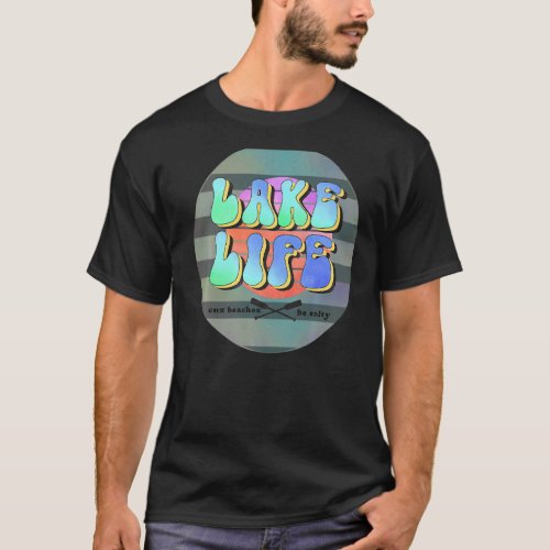 Lake Life Retro Summer Pastel Camping Salty Beache T_Shirt