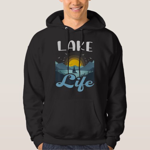 Lake Life Summer Fishing Boating Sunset Hoodie