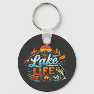 Lake Life Vintage Fishing and Camping Keychain