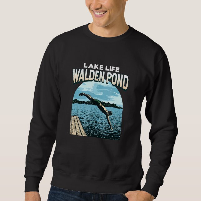 Lake Life Walden Pond Swimming Massachusetts Swimm Sweatshirt (Front)