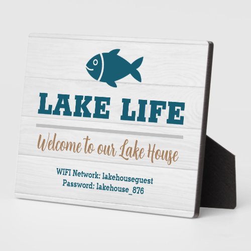 Lake Life Welcome To Our Lake House WIFI sign Plaque