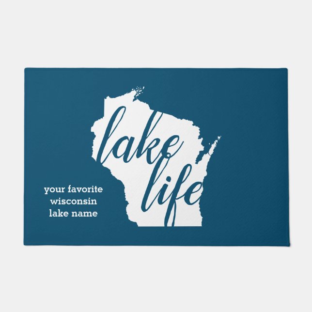 Lake Life Wisconsin Customized Lake Name Doormat (Front)
