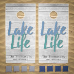 Lake Life with Name and Location Cornhole Set<br><div class="desc">Lake Life with Name and Location. Faux whitewash wood background. Add your name and location/established date.</div>