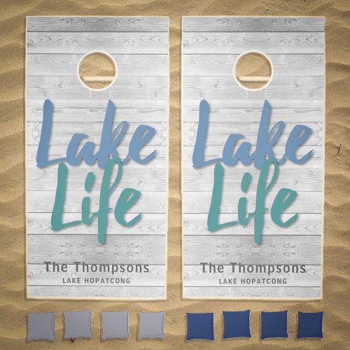 Lake Life with Name and Location Cornhole Set