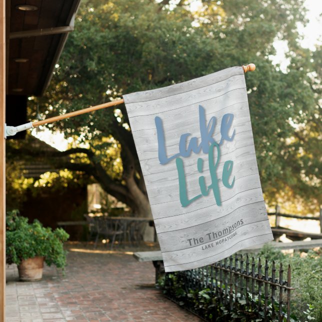 Lake Life with Name and Location House Flag (In SItu)