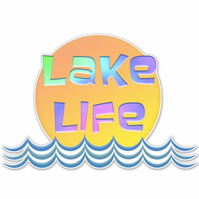 LAKE LIFE with Sun and Waves Sticker (Front)