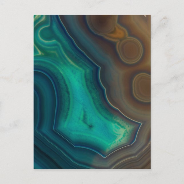 Lake Like Teal & Brown Agate Postcard (Front)