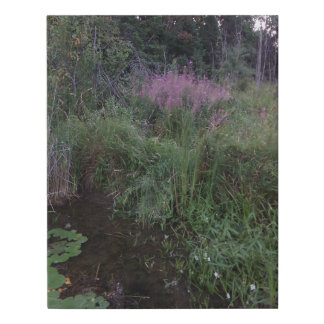 Lake Lilypads Trees Flowers Faux Canvas Print