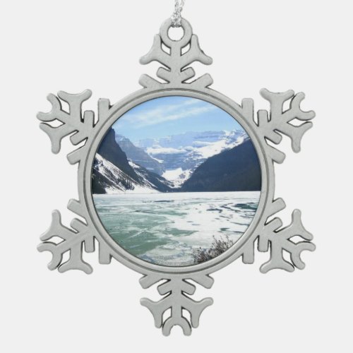 Lake Louise Banff Alberta Canada Snowflake Pewter Christmas Ornament
