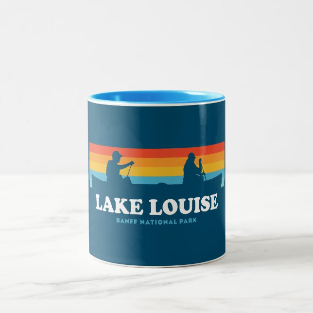 Lake Louise Banff National Park Canoe Two-Tone Coffee Mug (Center)