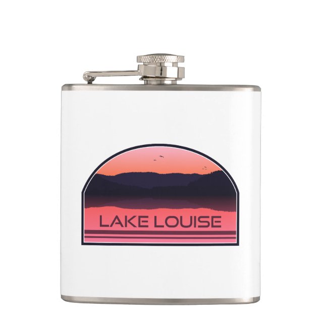 Lake Louise Banff National Park Red Sunrise Flask (Front)