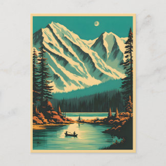 Lake Louise Banff National Park Retro Travel Postcard
