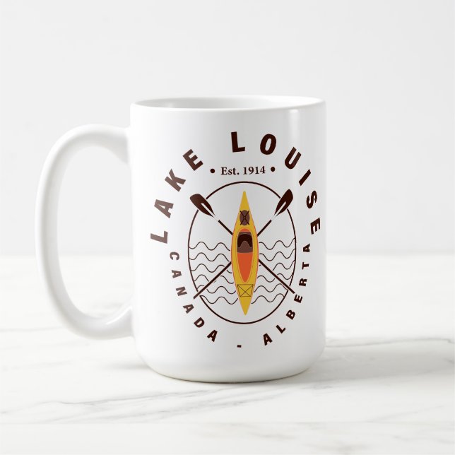 Lake Louise Canada Alberta Kayaking Retro Souvenir Coffee Mug (Left)