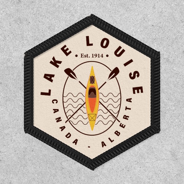 Lake Louise Canada Alberta Kayaking Retro Souvenir Patch (Front)