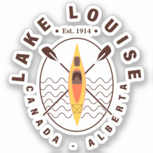 Lake Louise Canada Alberta Kayaking Retro Souvenir Sticker