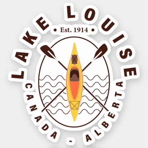 Lake Louise Canada Alberta Kayaking Retro Souvenir Sticker