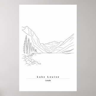 Lake Louise Canada Minimalist Line Art travel Poster