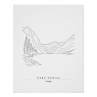 Lake Louise Canada Minimalist Line Art travel Poster