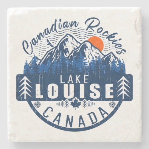 Lake Louise Canada Vintage Retro Sunset Souvenir Stone Coaster