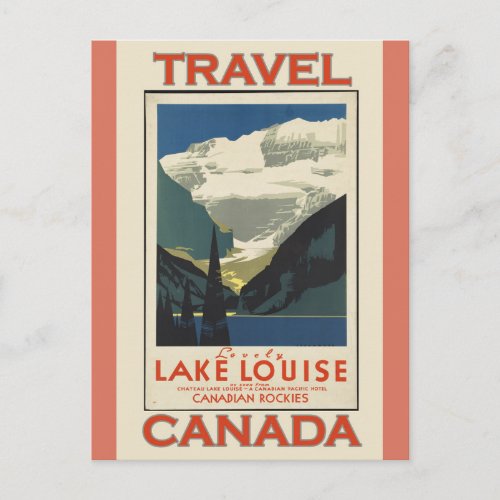 Lake Louise Canada Vintage Travel Poster Postcard